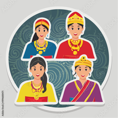 Diverse Group of People in Traditional Attire