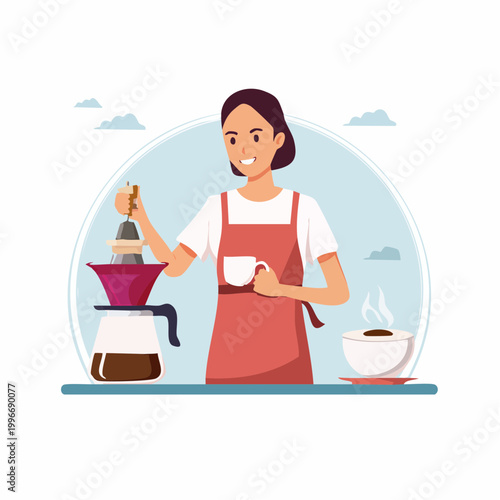 Barista making pour-over coffee