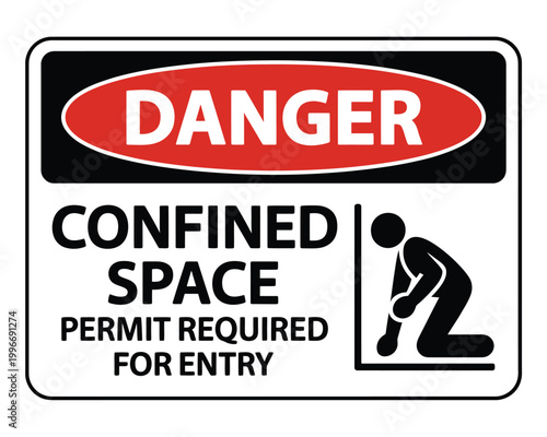 Foto danger sign warning about confined space entry requirements high quality