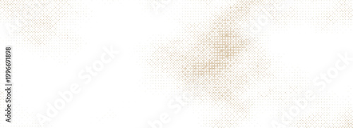 Dotted beige halftone background. Pixelated speckle paper texture. Retro craft ecru wallpaper. Grungy grainy gradient overlay. Subtle dirty canvas material backdrop. Vector sackcloth halfton pattern