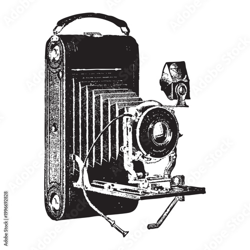 Vintage large format camera with bellows and handle