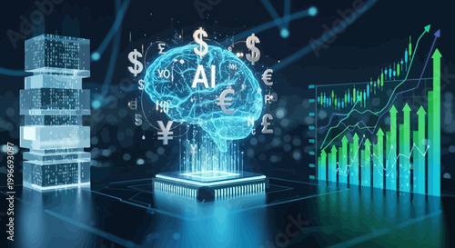 Artificial Intelligence, AI, Business, Finance, Technology, Data Analysis, Infographic Elements
