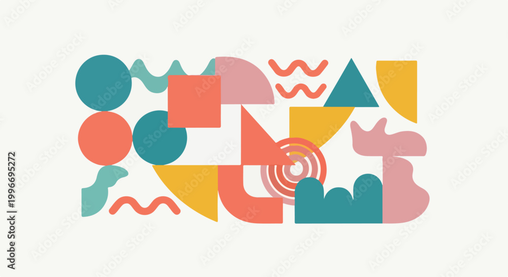 Fototapeta premium A colorful abstract composition of geometric shapes (2)