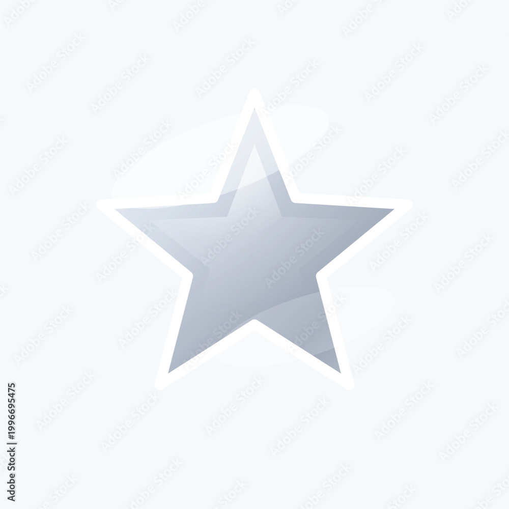 Fototapeta premium Glossy Silver Star Icon with White Border: 3D Metallic Star Symbol for Rating, Award, and Luxury Web Interface Design Elements