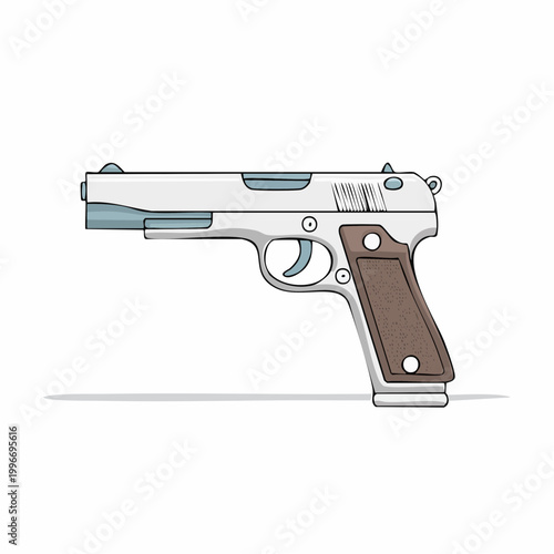 Illustration of a Semi-Automatic Pistol