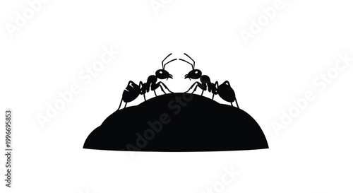 ants on hill silhouette on transparent background