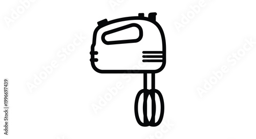 A simple black outline of a handheld electric mixer a kitchen appliance silhouette