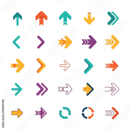 A collection of colorful arrow icons on white Free Download A collection of colorful arrow icons on white - GFXLoad