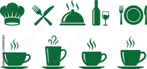 Minimalist Culinary and tea cupIcon Set