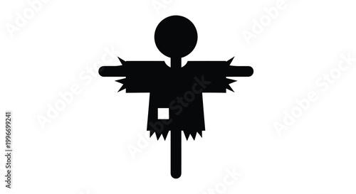 Bild auf Leinwand A simple black silhouette of a scarecrow standing in a field silhouette