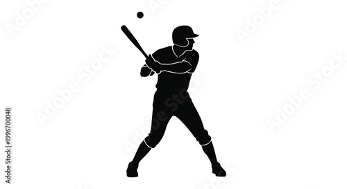 A baseball player swings for the ball in a striking black silhouette