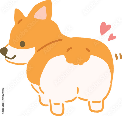 お尻を向けるコーギーのかわいいベクターイラスト