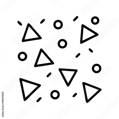 Abstract geometric pattern with triangles, circles and small dashes, memphis style design, seamless vector illustration