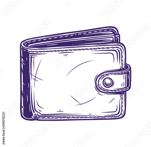 Vintage style wallet with a snap closure and scratched leather texture  financial accessory