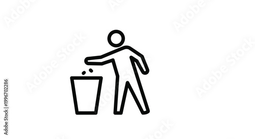 person throwing trash into bin silhouette on transparent background