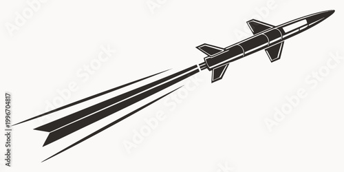 Foto Graphic illustration of a surface to air missile in flight with missile system m