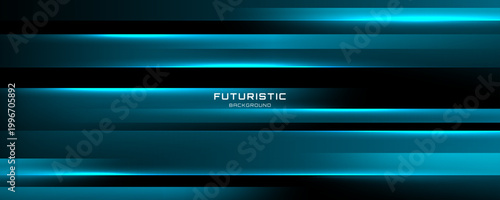 3D blue abstract background overlap layer on dark space with glowing horizontal lines effect decoration. Modern graphic design element cutout style concept for web, art, flyer, card, or brochure cover