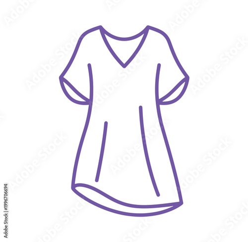 Simple line drawing of a short sleeved Vneck tshirt for women