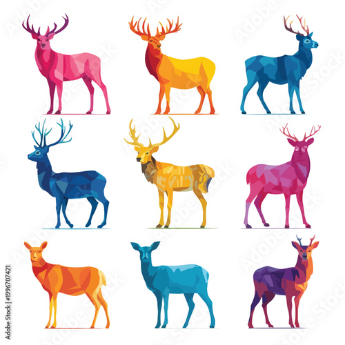 vector set of deer