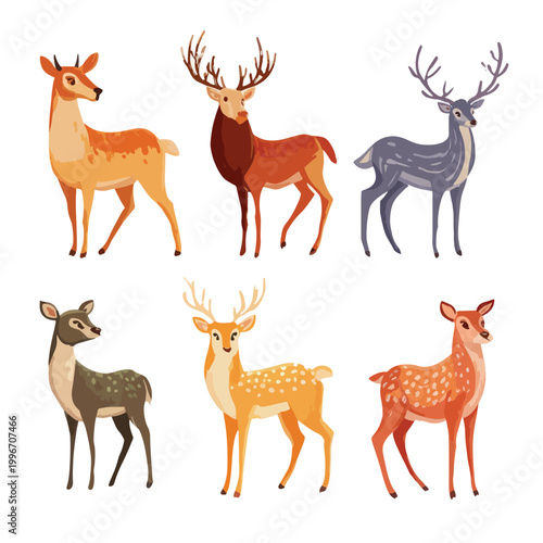 vector set of deer
