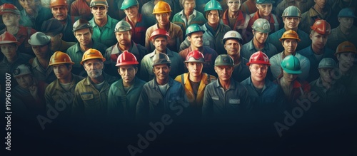 A diverse and unified front representing the strength and dedication of the global industrial workforce.