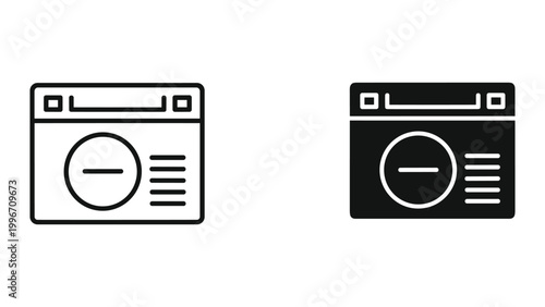 Black and white icons of two browser windows with a minus symbol on a clean white background