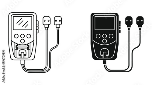 Vector illustration of two multimeters with different line styles and colors on white background