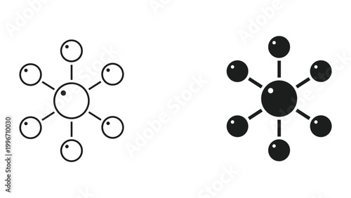 Vector illustration of molecular structure with atoms and bonds in black and white