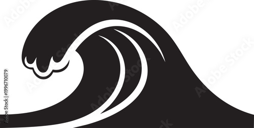 Black wave, ocean wave, surf icon, vector wave, sea graphic
