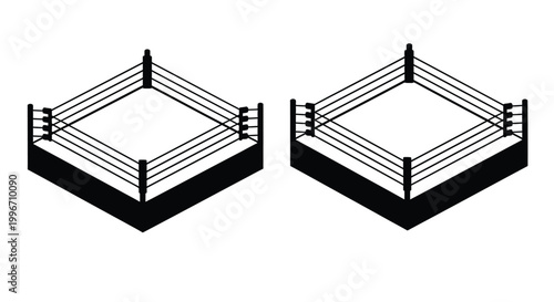 boxing ring silhouette on transparent background high quality