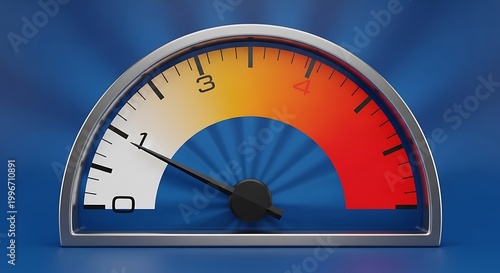 Performance Meter Indicating Low Level on Blue Background.
