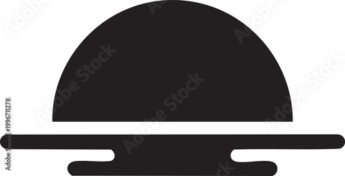 Black cloche, food cover, serving dish icon, restaurant symbol, vector illustration