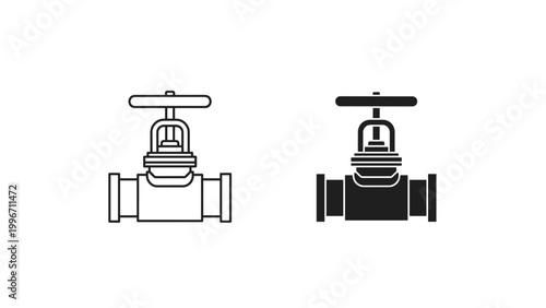 Vector illustration of black and white valve icons on white background