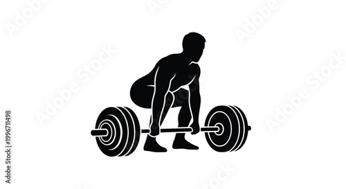 weightlifter lifting barbell silhouette on transparent background