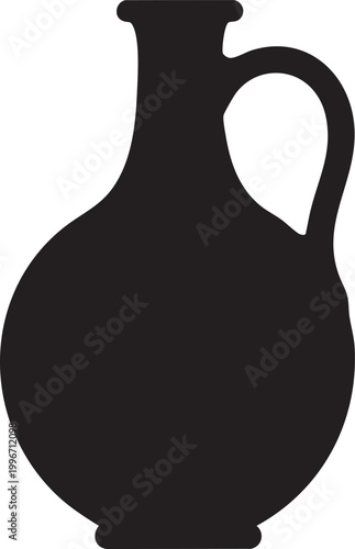 Black jug, ancient pottery, vase silhouette, ceramic vessel