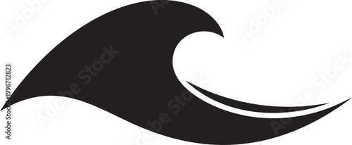 Wave icon, black wave symbol, ocean wave graphic, vector wave