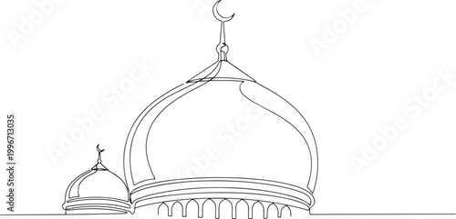 Minimalist Continuous Line Drawing of Islamic Mosque Dome Architecture

Elegant Mosque Dome and Minaret Silhouette for Ramadan and Eid Decor

Modern Islamic Architecture One Line Art Illustration for 