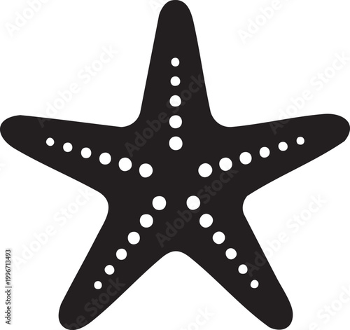 Black starfish, sea star icon, marine animal symbol, ocean creature logo