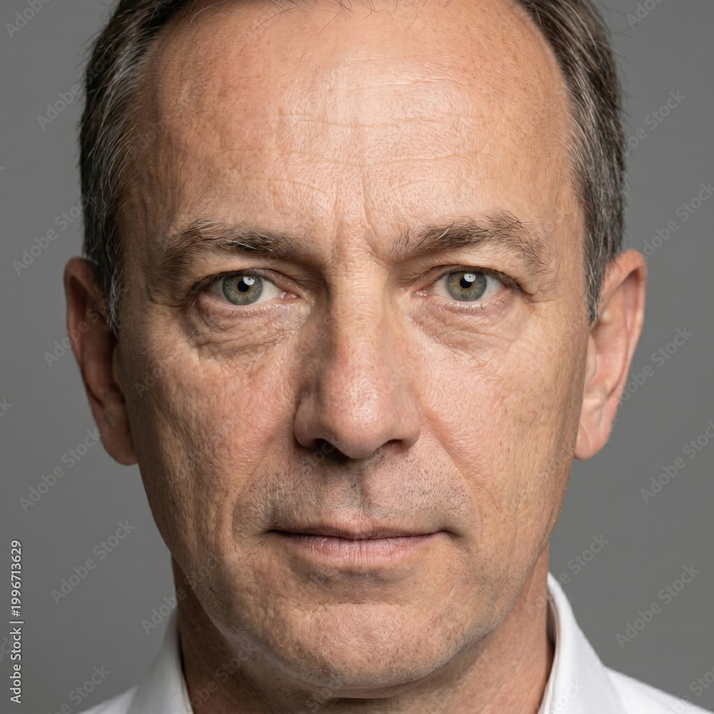 Fototapeta premium Mature man portrait. A calm and introspective look. Wisdom and experience.