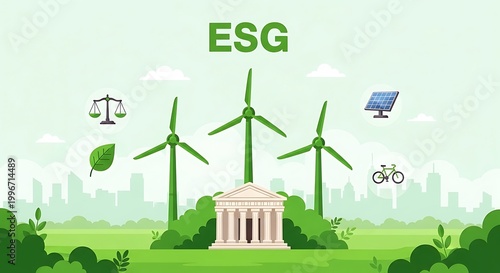 ESG Concept - Environmental, Social, and Governance Principles for Sustainable Business.