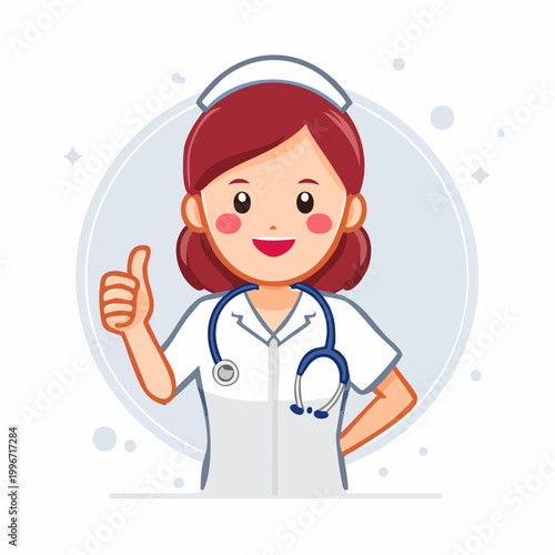 Cartoon Nurse Giving Thumbs Up