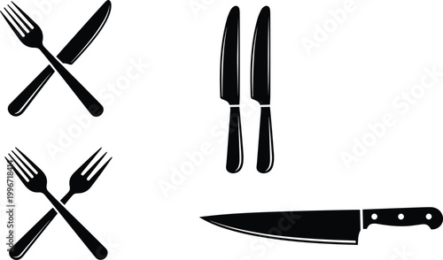 Cutlery Icons Vector Set for Kitchen, Dining, and Restaurant Designs