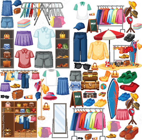 Wardrobe clothes rack luggage and travel accessories collection