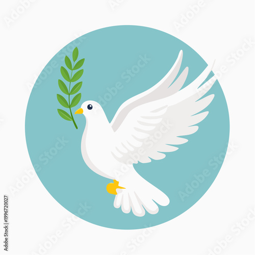 White Dove with Olive Branch Symbolizing Peace