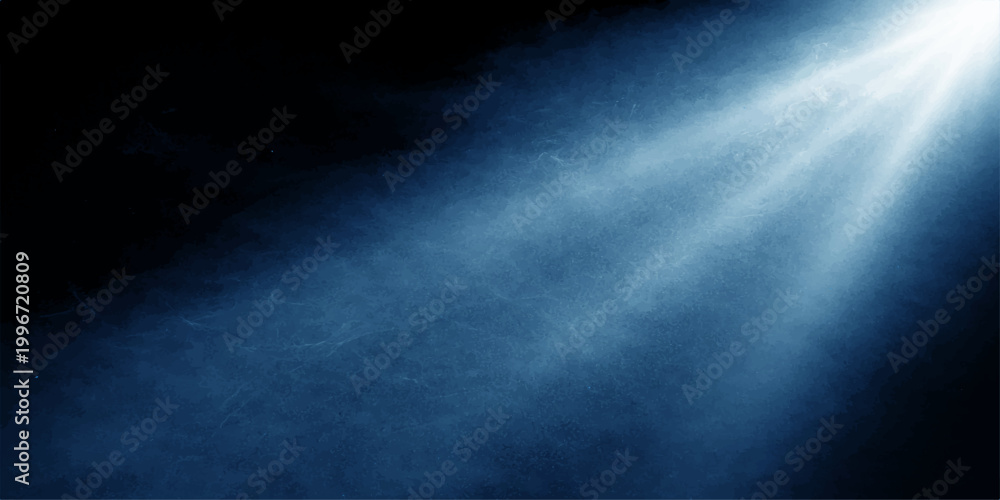Fototapeta premium A bright blue sky with light rays piercing through dark storm clouds creates a dramatic nature backdrop featuring a misty texture of fog and smoke