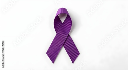 Purple ribbon symbol isolated on white background for awareness campaigns