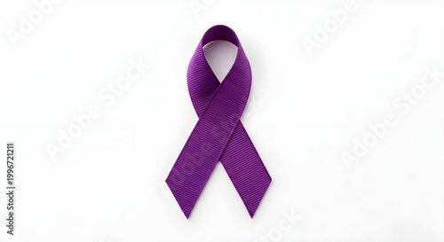 Purple awareness ribbon symbol isolated on white background for support campaigns