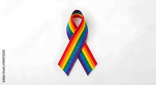 Rainbow ribbon isolated on white symbol of lgbtq community and support