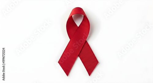 Red ribbon symbol isolated on white background for awareness campaigns