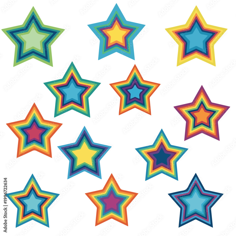 Fototapeta premium Colorful star shapes on white